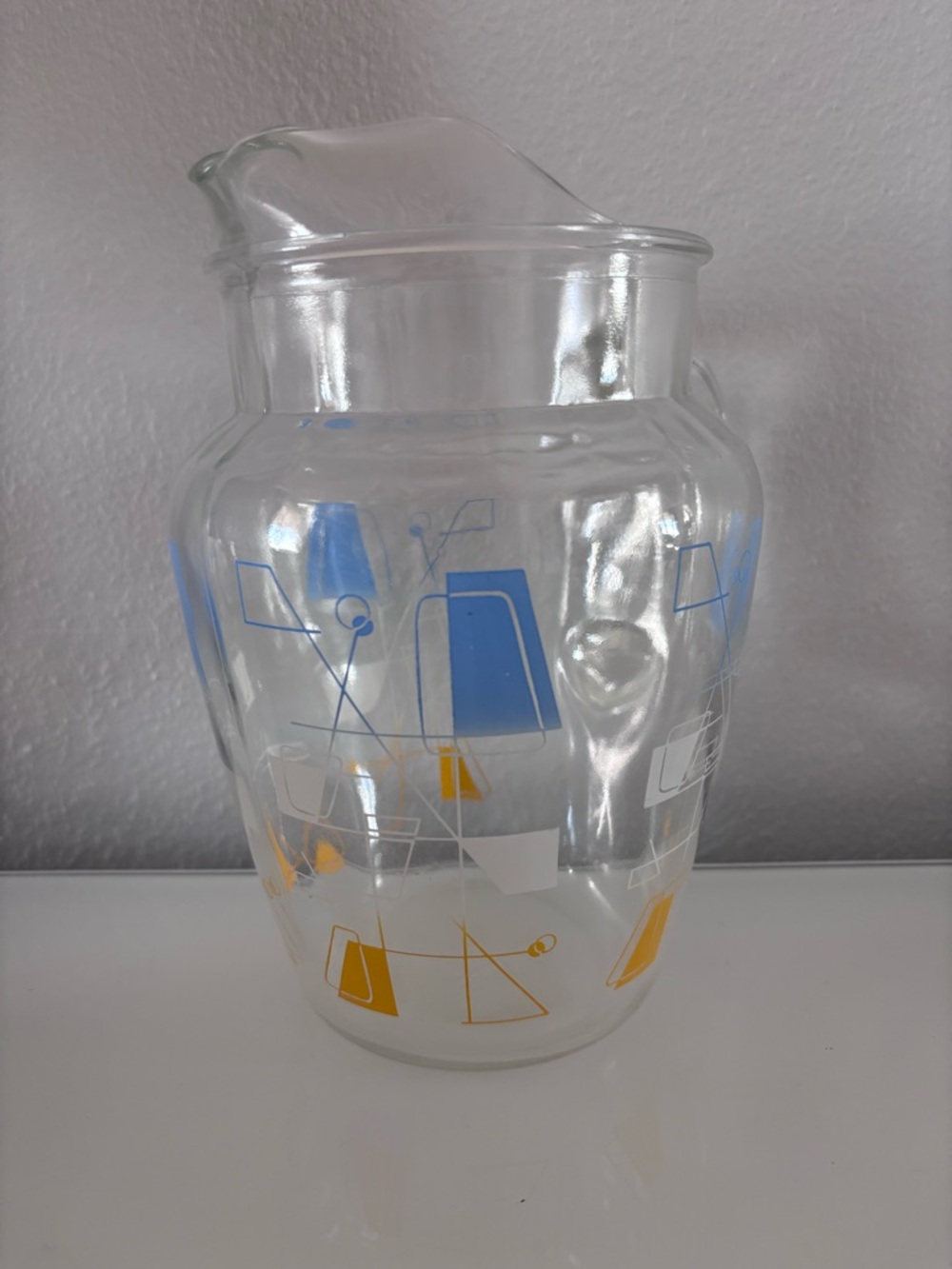 Federal Glass Abstract Atomic Pitcher 2 Qt No chips Great Graphics Vintage MCM